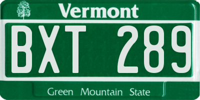 VT license plate BXT289