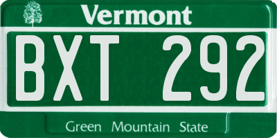 VT license plate BXT292