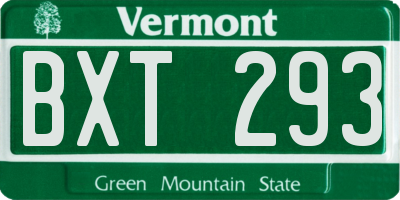 VT license plate BXT293