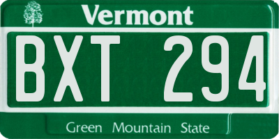 VT license plate BXT294