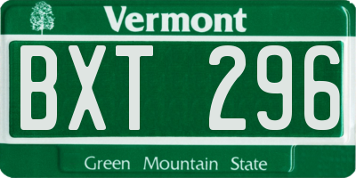 VT license plate BXT296