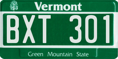 VT license plate BXT301