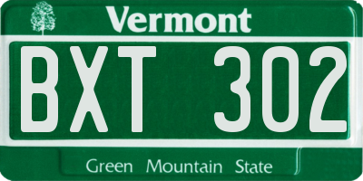 VT license plate BXT302