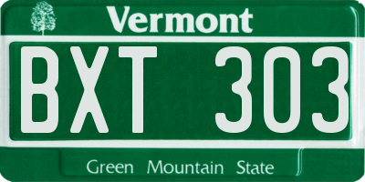 VT license plate BXT303