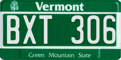 VT license plate BXT306