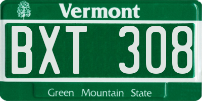 VT license plate BXT308