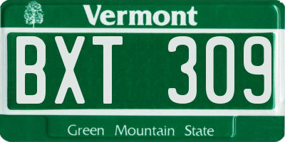 VT license plate BXT309