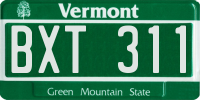 VT license plate BXT311