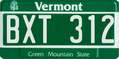VT license plate BXT312