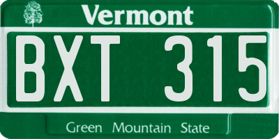 VT license plate BXT315