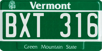 VT license plate BXT316