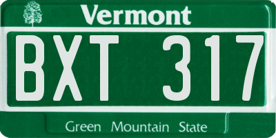 VT license plate BXT317
