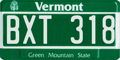 VT license plate BXT318