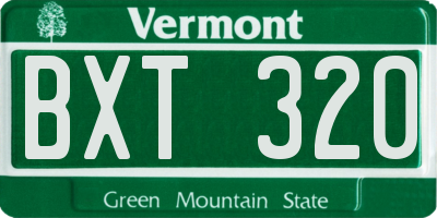 VT license plate BXT320