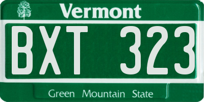 VT license plate BXT323