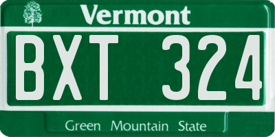 VT license plate BXT324