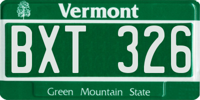 VT license plate BXT326