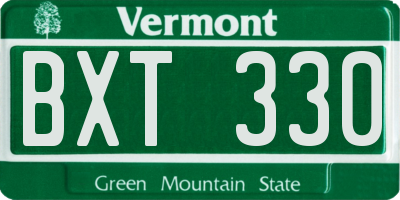 VT license plate BXT330