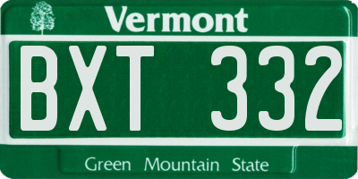 VT license plate BXT332