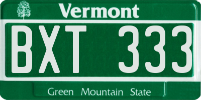 VT license plate BXT333