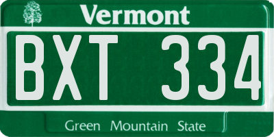 VT license plate BXT334