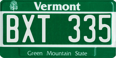 VT license plate BXT335