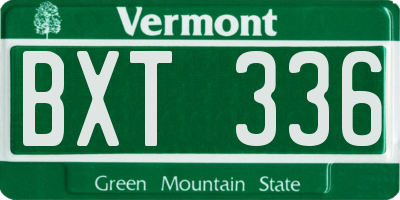 VT license plate BXT336