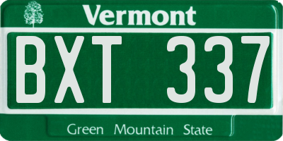 VT license plate BXT337