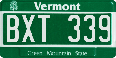 VT license plate BXT339