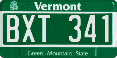 VT license plate BXT341