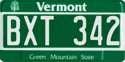 VT license plate BXT342