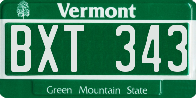 VT license plate BXT343