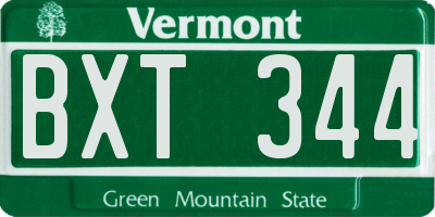 VT license plate BXT344
