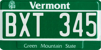 VT license plate BXT345
