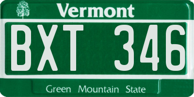 VT license plate BXT346