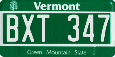 VT license plate BXT347