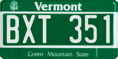 VT license plate BXT351