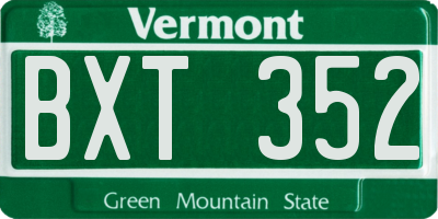VT license plate BXT352