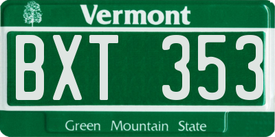 VT license plate BXT353