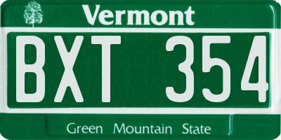 VT license plate BXT354