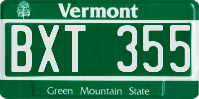 VT license plate BXT355