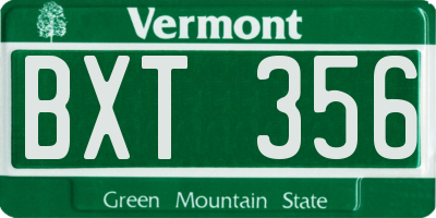 VT license plate BXT356