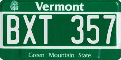 VT license plate BXT357