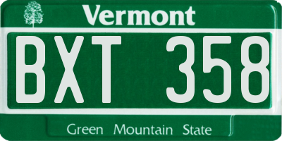 VT license plate BXT358