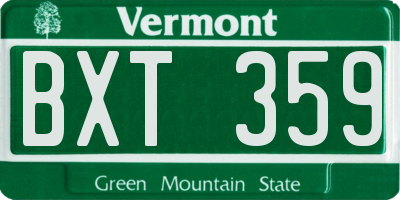 VT license plate BXT359