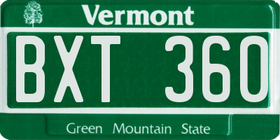 VT license plate BXT360