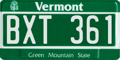 VT license plate BXT361