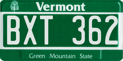 VT license plate BXT362