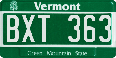 VT license plate BXT363