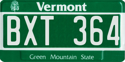 VT license plate BXT364